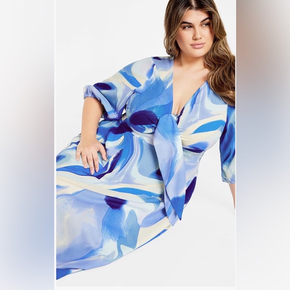 City Chic flowy  Blue and White Floral Dress 18W